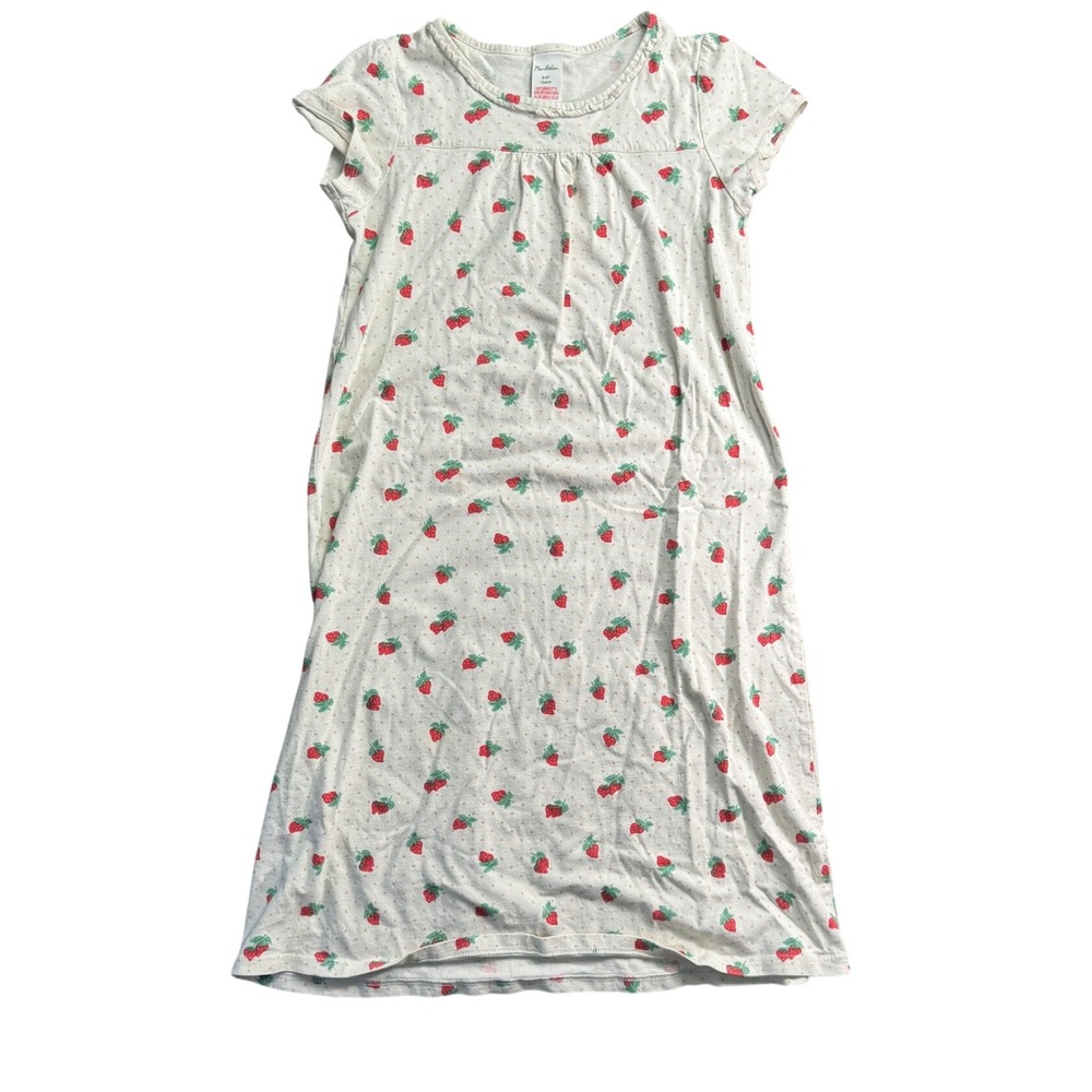 Mini Boden Girls Strawberry Polka Dot Nightgown White Red Size 8-9Y 134cm G1081